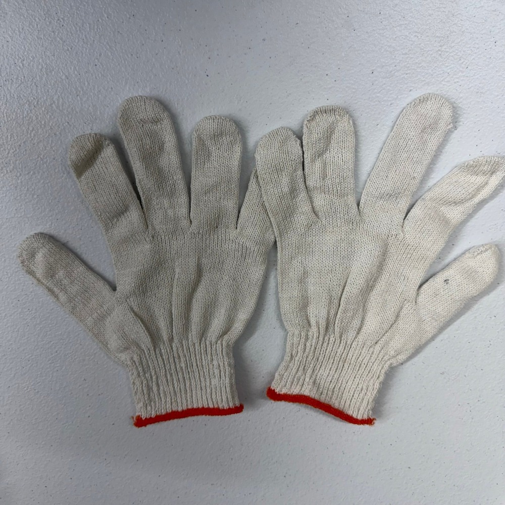 Adult cream knit stretch protective outdoor work garden gloves one size